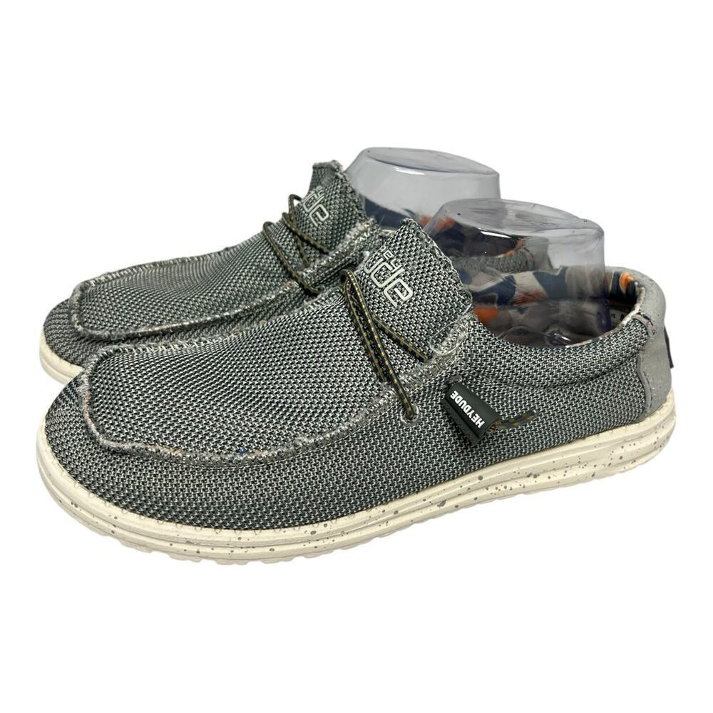 Hey Dude Mens Wally Sox Asphalt Gray Casual Walking Athletic Shoes US 8